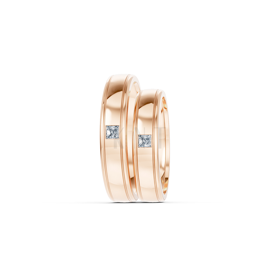 Nhẫn cưới E71 thiết kế vàng trơn thanh lịch, tối giản màu vàng hồng Rose Gold cặp đôi, phong cách trẻ trung, nổi bật