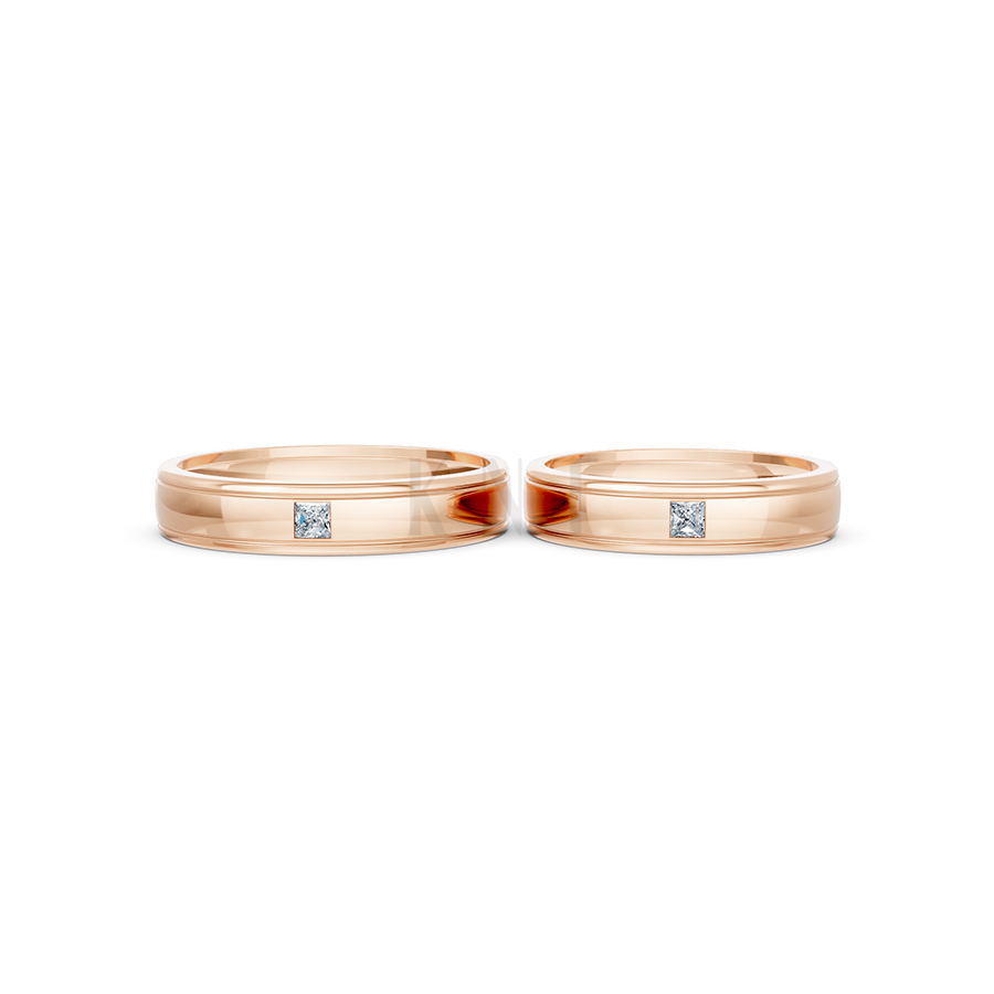 Nhẫn cưới E71 thiết kế vàng trơn thanh lịch, tối giản màu vàng hồng Rose Gold thiết kế đối xứng, phong cách, ấn tượng
