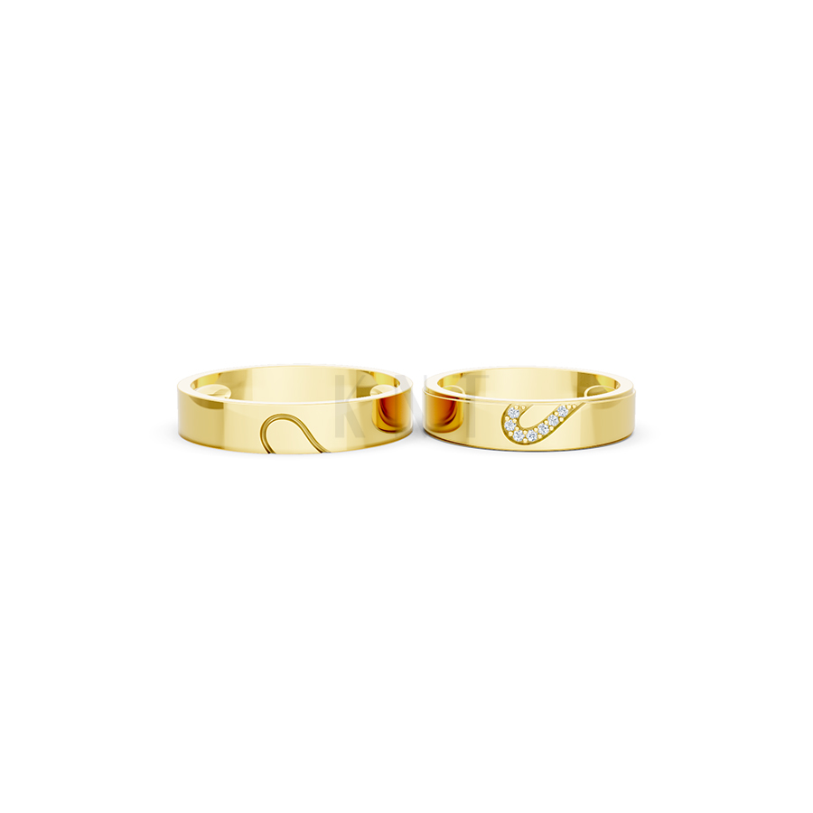 Nhẫn cưới E821 biểu tượng của sự đồng điệu và cam kết màu Vàng Gold mặt nhẫn chạm khắc tinh xảo, độc đáo