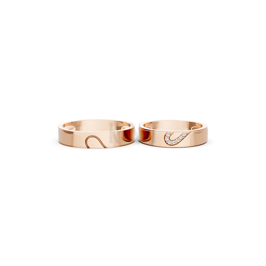 Nhẫn cưới E821 biểu tượng của sự đồng điệu và cam kết màu vàng hồng Rose Gold thiết kế đối xứng, phong cách, ấn tượng