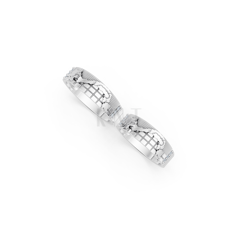 Nhẫn cưới E828 họa tiết hình chữ S chế tác tinh xảo màu vàng trắng White Gold kiểu dáng cá tính, hiện đại