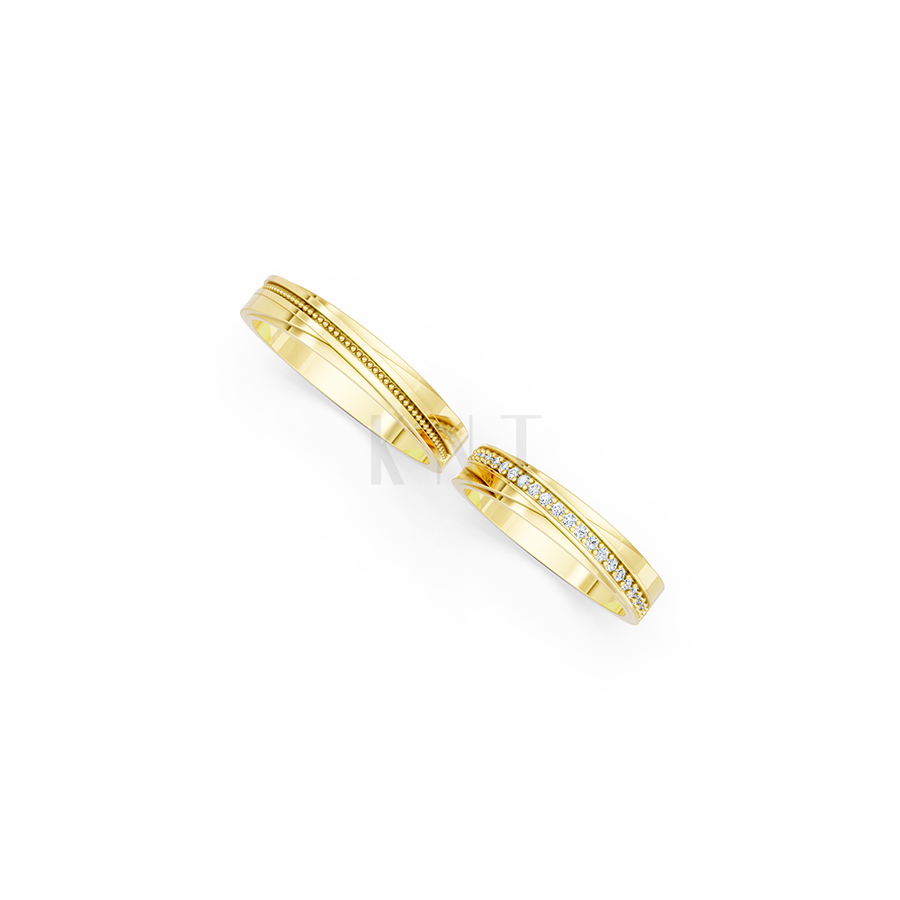 Nhẫn cưới E844 màu Vàng Gold vàng 10K/14K/18K/607 cao cấp, thanh lịch
