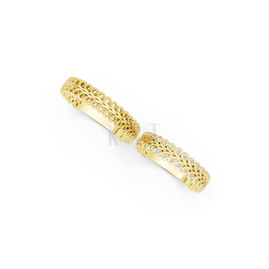 NHẪN CƯỚI E846 màu Vàng Gold vàng 10K/14K/18K/607 cao cấp, thanh lịch