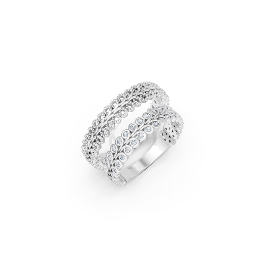 NHẪN CƯỚI E846 màu vàng trắng White Gold kiểu dáng hiện đại, nổi bật