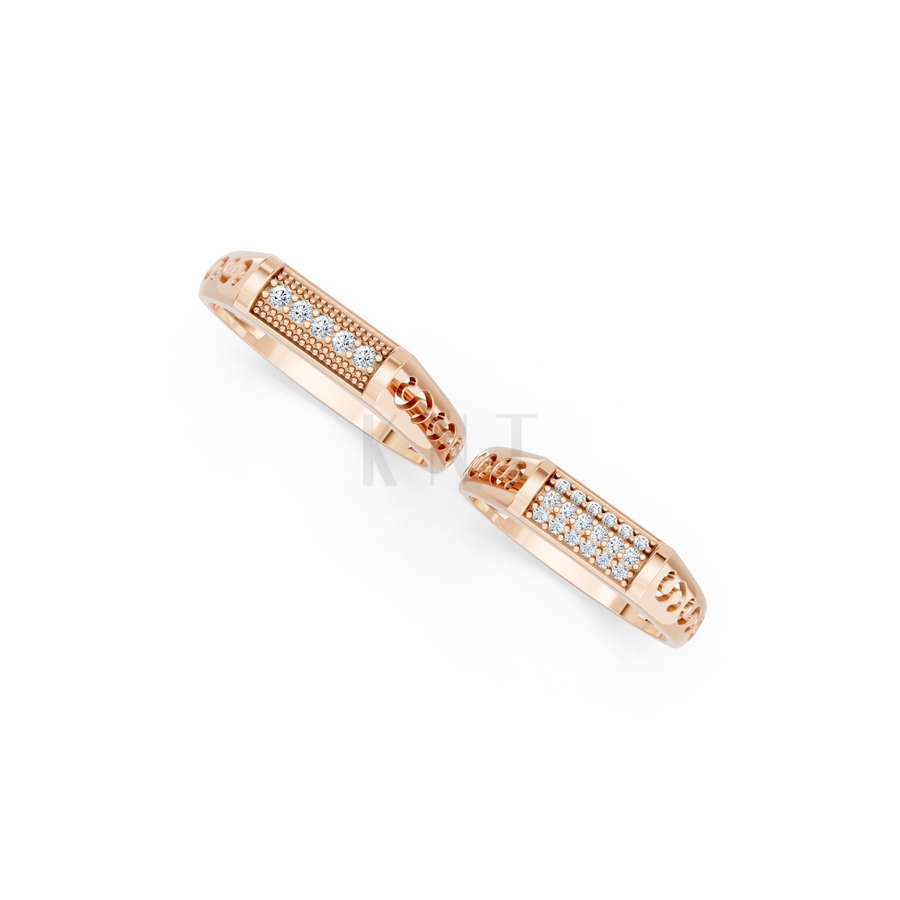 NHẪN CƯỚI E857 màu vàng hồng Rose Gold thiết kế đối xứng, phong cách, ấn tượng