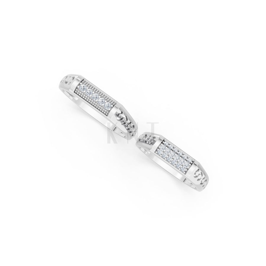 NHẪN CƯỚI E857 màu vàng trắng White Gold kiểu dáng cá tính, hiện đại