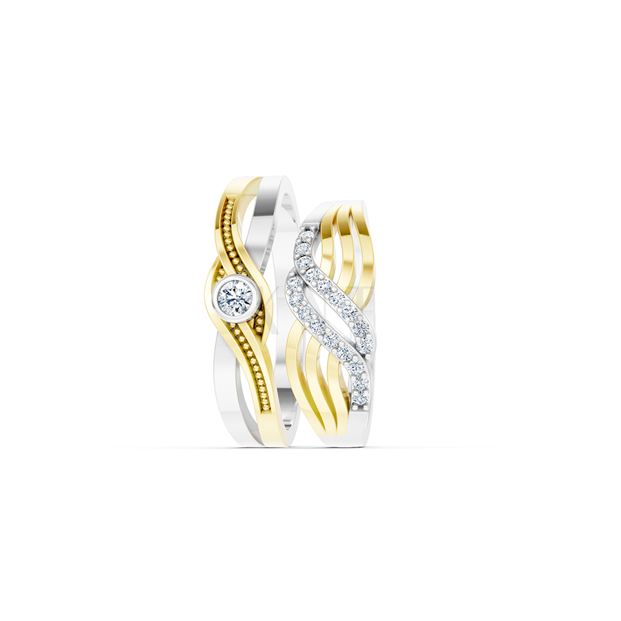 Nhẫn Cưới E861 phối màu Dual Color thiết kế đối xứng, phong cách, ấn tượng