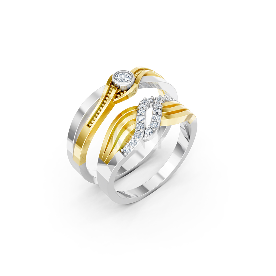Nhẫn Cưới E861 phối màu Dual Color họa tiết ấn tượng, cá tính