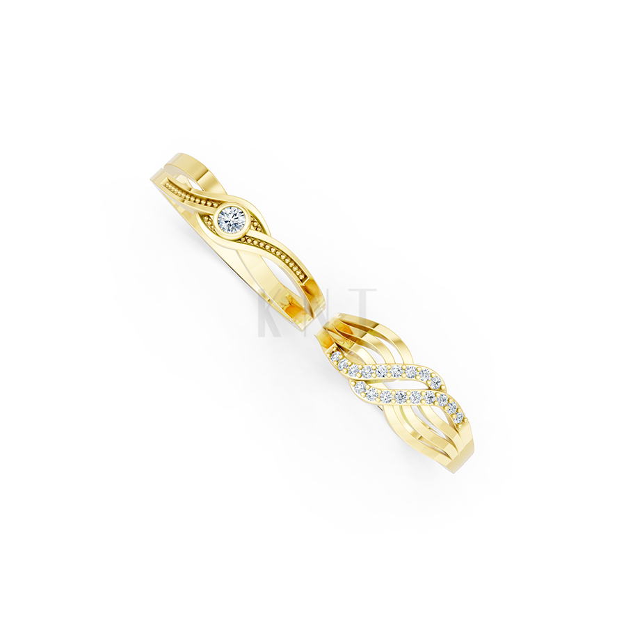 Nhẫn Cưới E861 màu Vàng Gold vàng 10K/14K/18K/607 đính đá nhỏ, thanh lịch