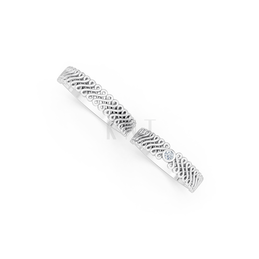 Nhẫn cưới E875 họa tiết mắt xích đan xen tinh tế và hiện đại màu vàng trắng White Gold kiểu dáng cá tính, hiện đại