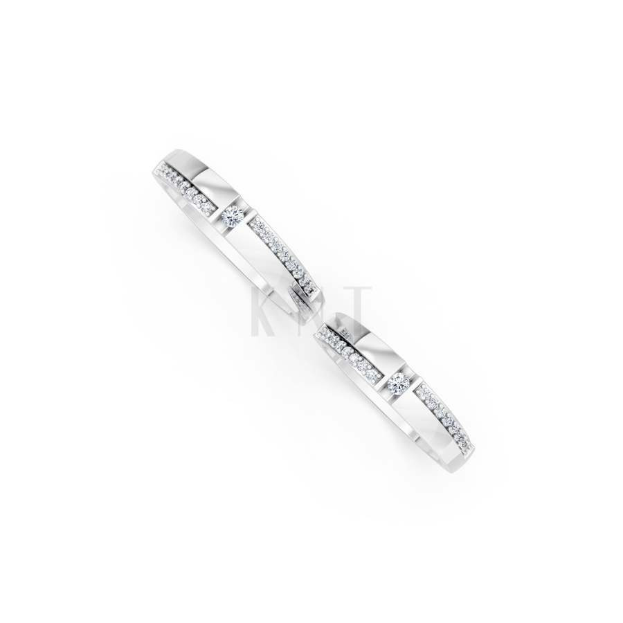 NHẪN CƯỚI E878 màu vàng trắng White Gold kiểu dáng cá tính, hiện đại