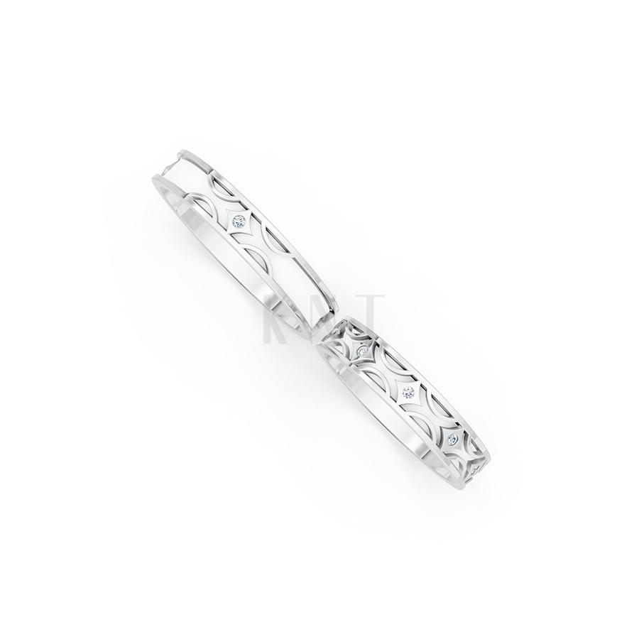 Nhẫn Cưới Collab Ceramic - E895 màu vàng trắng White Gold kiểu dáng cá tính, hiện đại