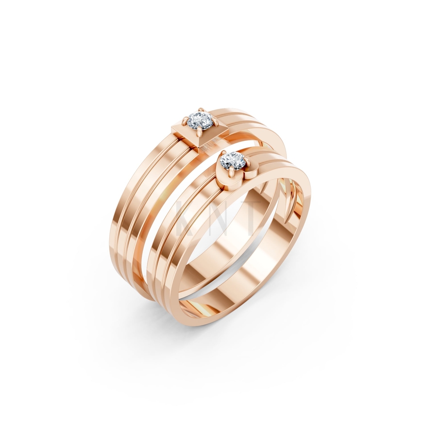 Nhẫn cưới H1 màu vàng hồng Rose Gold họa tiết ấn tượng, cá tính