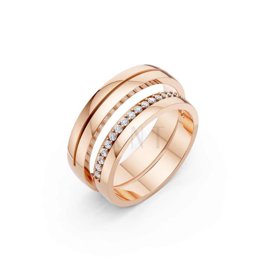 Nhẫn cưới H40 màu vàng hồng Rose Gold họa tiết ấn tượng, cá tính