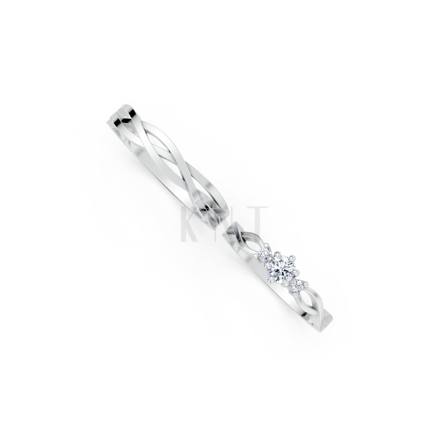 Nhẫn cưới H43 màu vàng trắng White Gold kiểu dáng cá tính, hiện đại