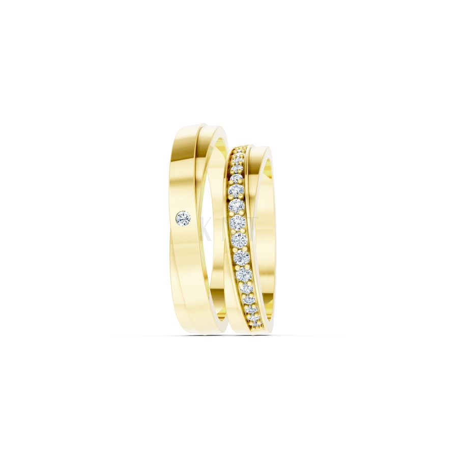 Nhẫn cưới H44 màu Vàng Gold thiết kế tinh xảo, độc đáo