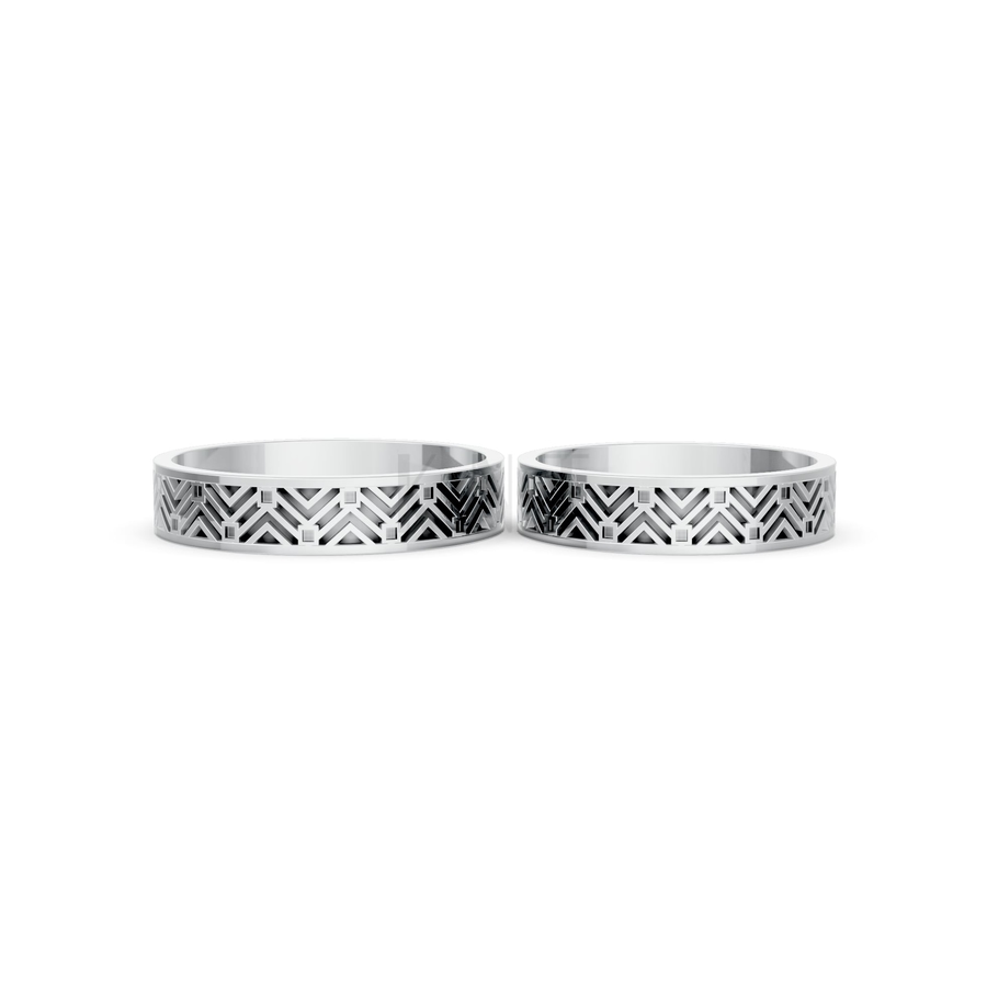 Nhẫn cưới H45 màu vàng trắng White Gold kiểu dáng cá tính, hiện đại