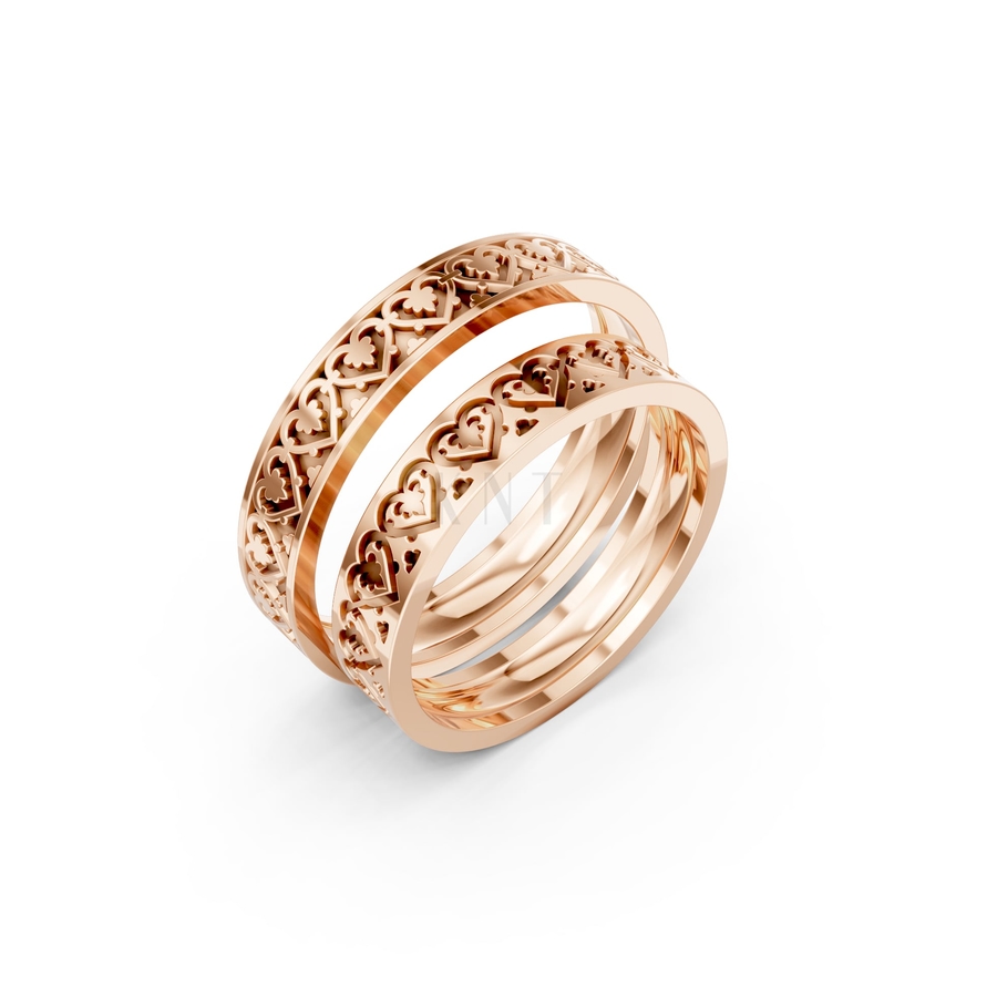Nhẫn cưới H48 màu vàng hồng Rose Gold họa tiết ấn tượng, cá tính
