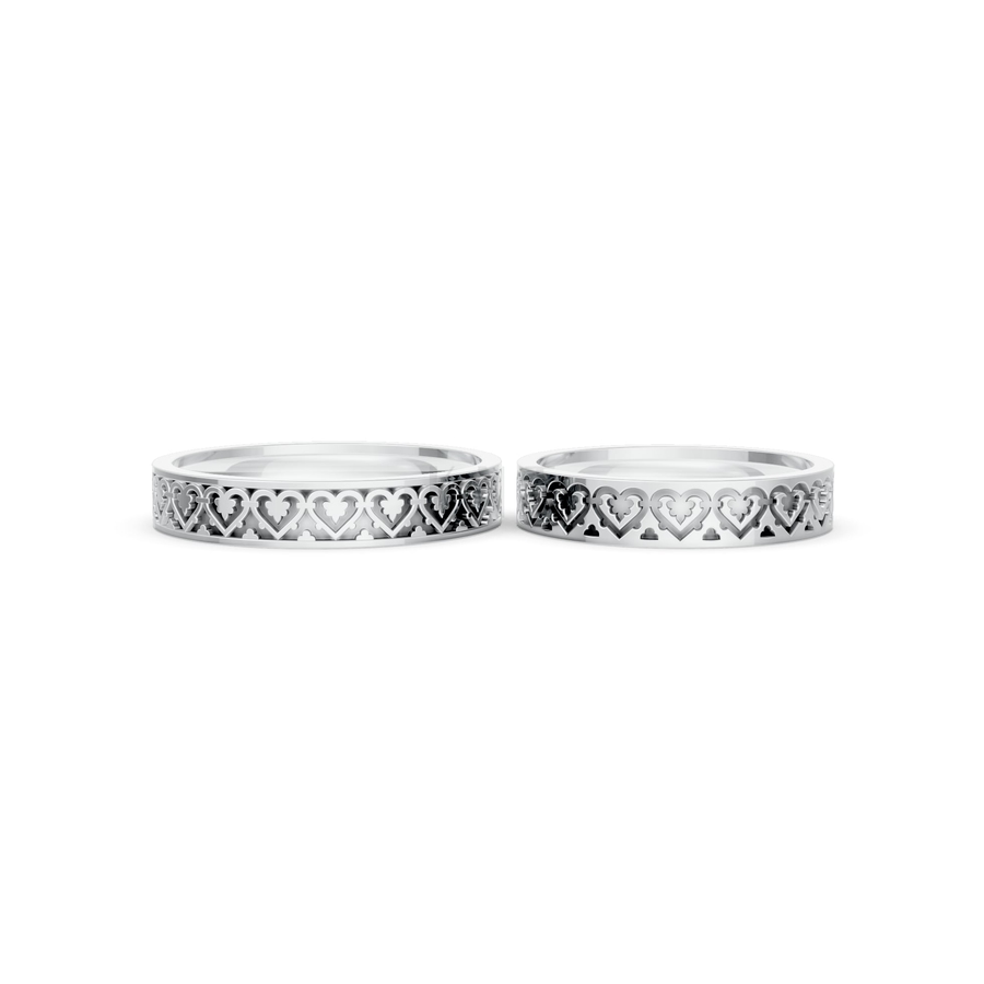 Nhẫn cưới H48 màu vàng trắng White Gold vàng sáng bóng, thiết kế trẻ trung