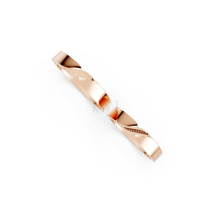 Nhẫn cưới H50 màu vàng hồng Rose Gold phong cách trẻ trung, nổi bật