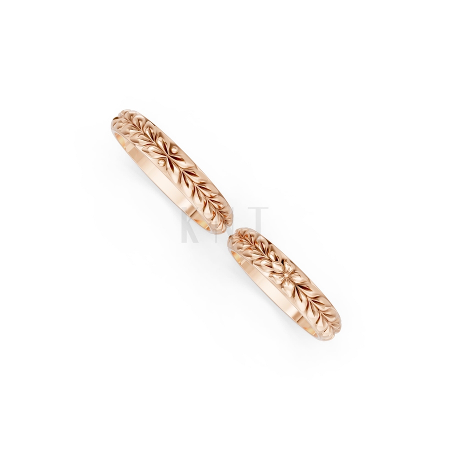 Nhẫn cưới H57 màu vàng hồng Rose Gold thiết kế đối xứng, phong cách, ấn tượng