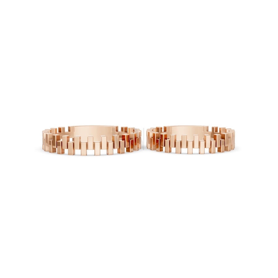 Nhẫn cưới H61 màu vàng hồng Rose Gold thiết kế đối xứng, phong cách, ấn tượng