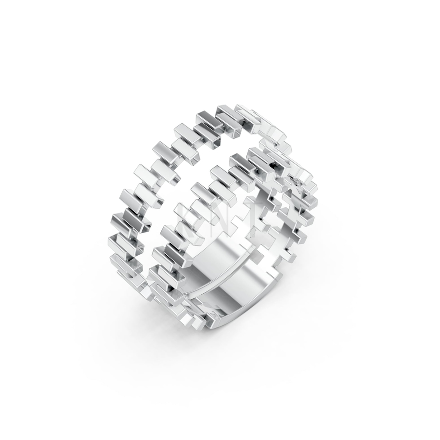 Nhẫn cưới H61 màu vàng trắng White Gold kiểu dáng hiện đại, nổi bật