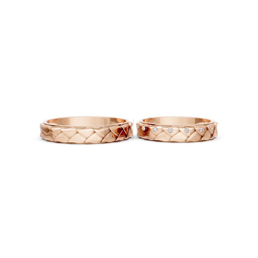 Nhẫn cưới H62 màu vàng hồng Rose Gold phong cách trẻ trung, nổi bật