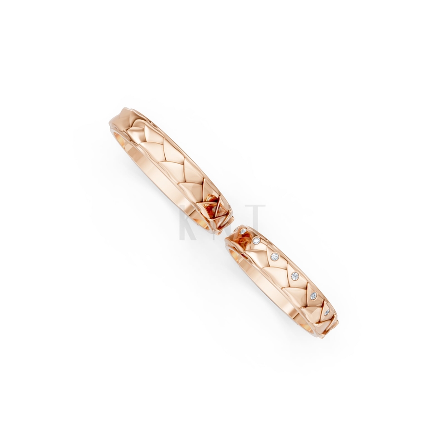 Nhẫn cưới H62 màu vàng hồng Rose Gold thiết kế đối xứng, phong cách, ấn tượng