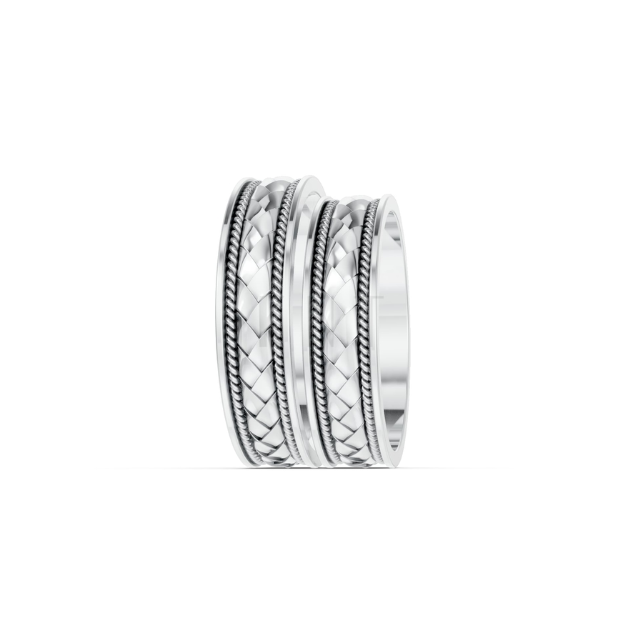Nhẫn cưới H63 màu vàng trắng White Gold vàng sáng bóng, thiết kế trẻ trung