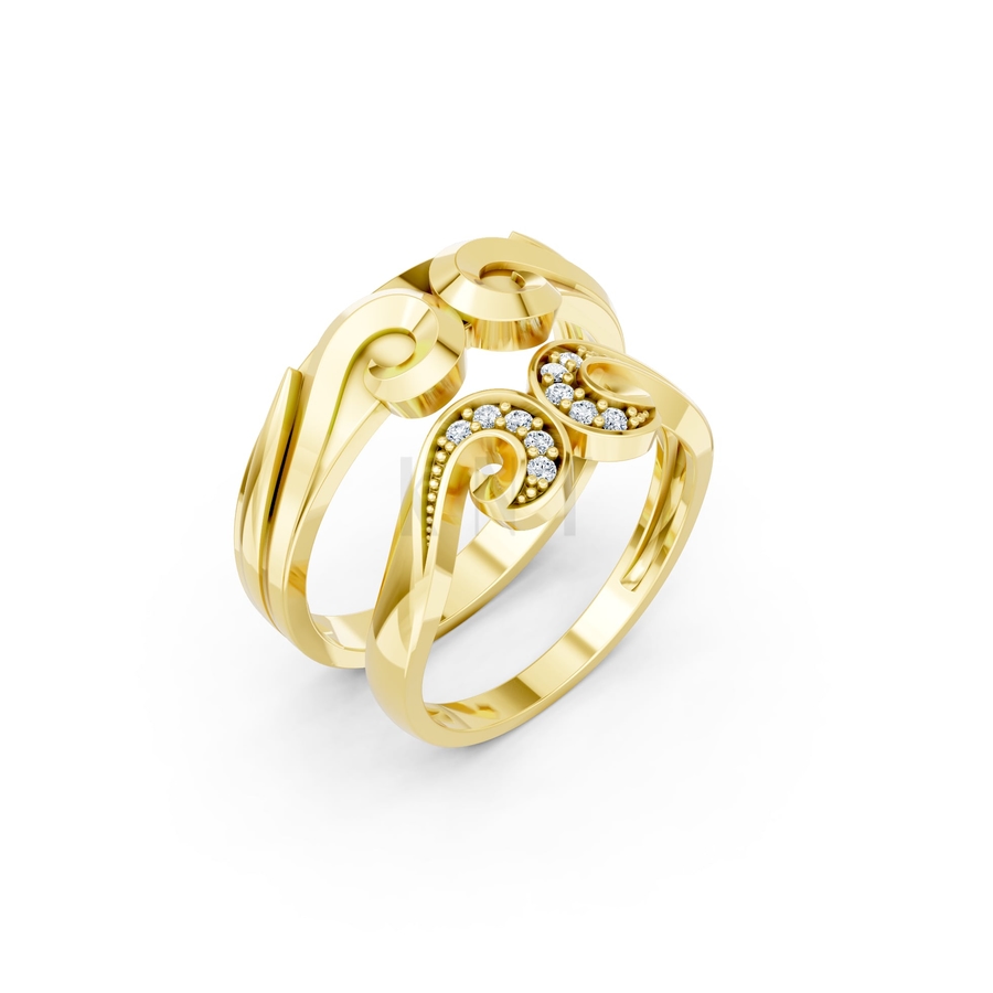 Nhẫn cưới H64 màu Vàng Gold thiết kế tinh tế, sang trọng