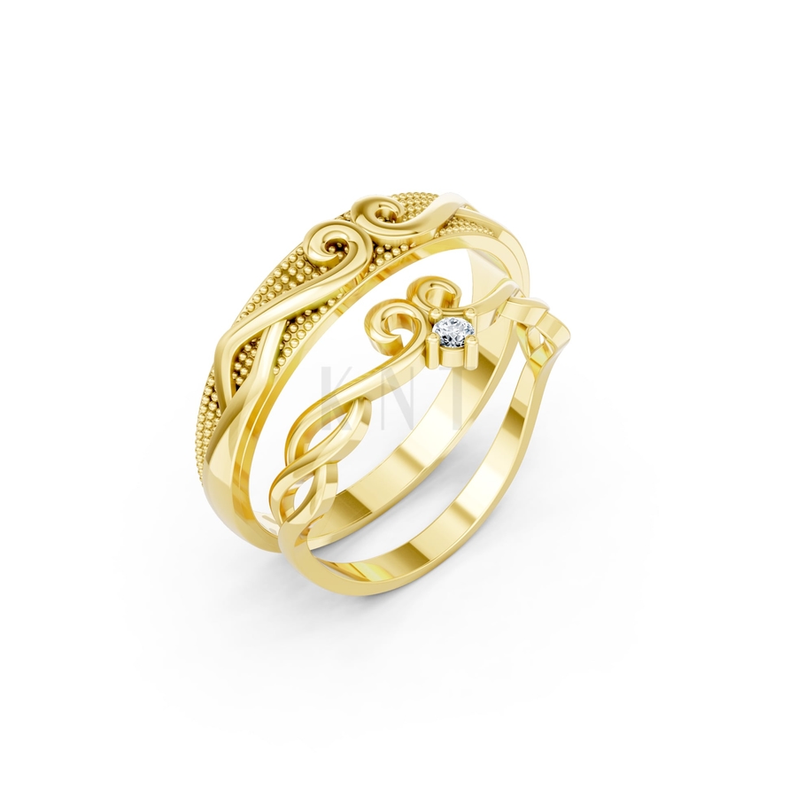 Nhẫn cưới H66 màu Vàng Gold thiết kế tinh tế, sang trọng