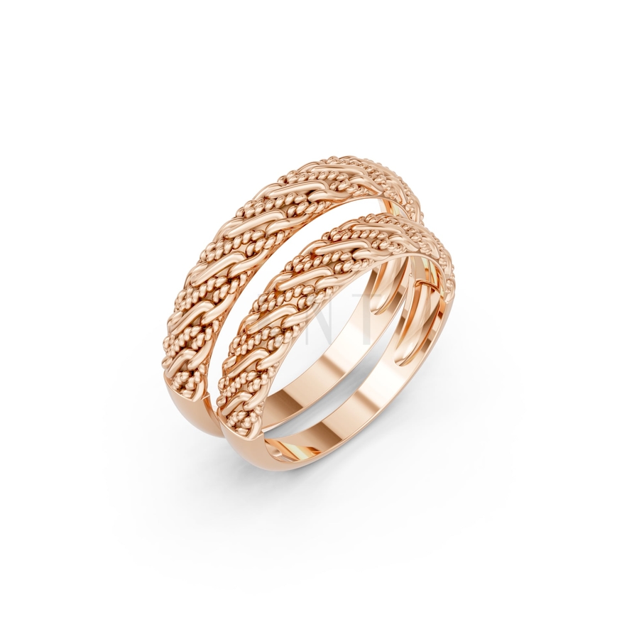 Nhẫn cưới H71 màu vàng hồng Rose Gold họa tiết ấn tượng, cá tính