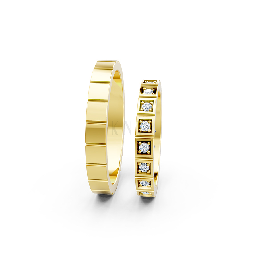 Nhẫn cưới H80 màu Vàng Gold thiết kế phá cách, sang trọng