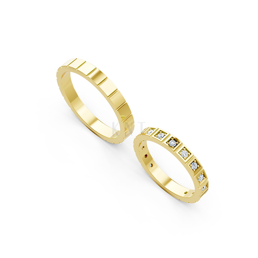 Nhẫn cưới H80 màu Vàng Gold vàng 10K/14K/18K/607 cao cấp, thanh lịch