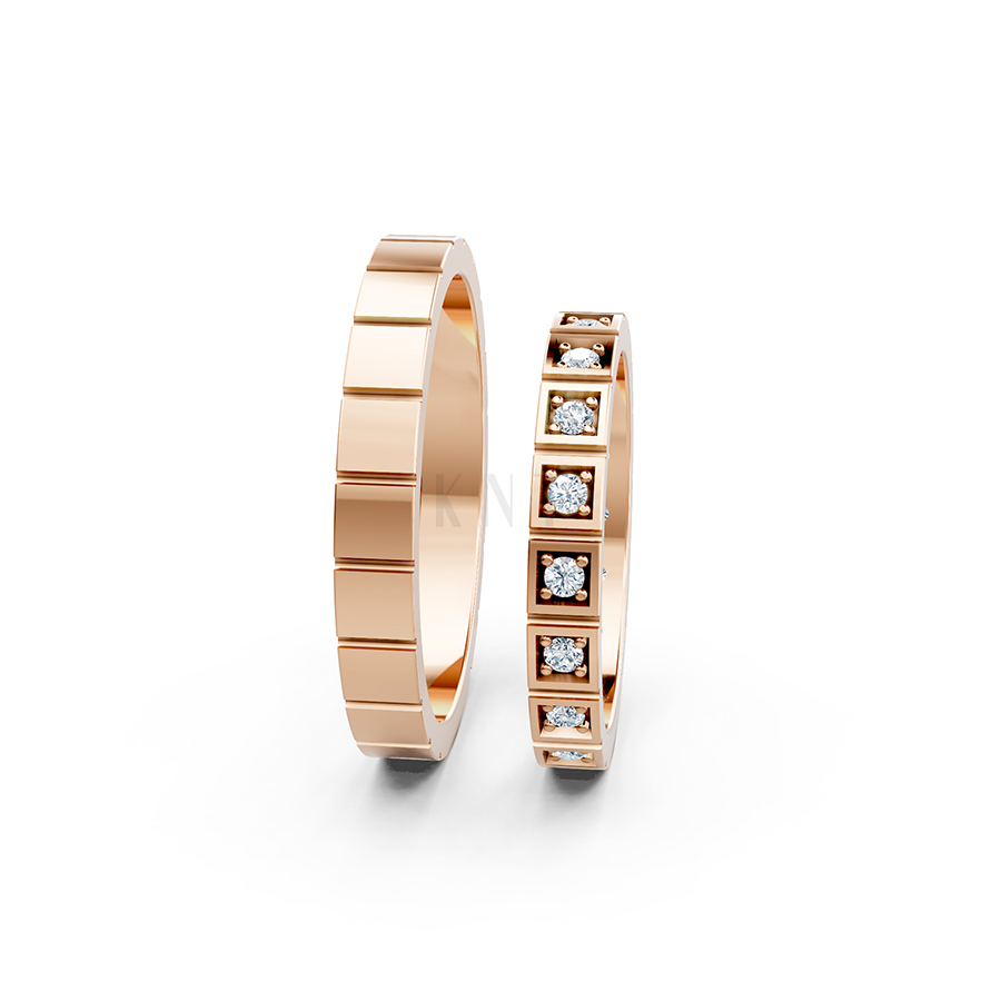 Nhẫn cưới H80 màu vàng hồng Rose Gold phong cách trẻ trung, nổi bật