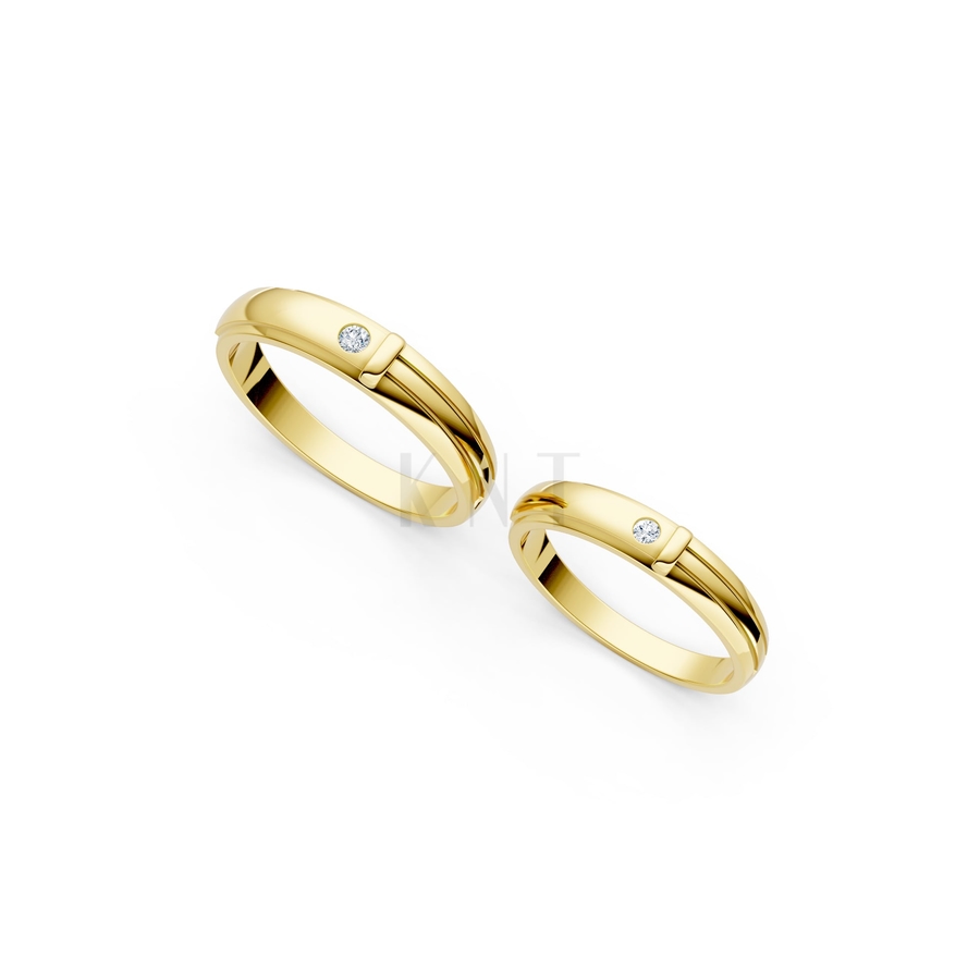 Nhẫn cưới kim cương A141 màu Vàng Gold thiết kế phá cách, sang trọng