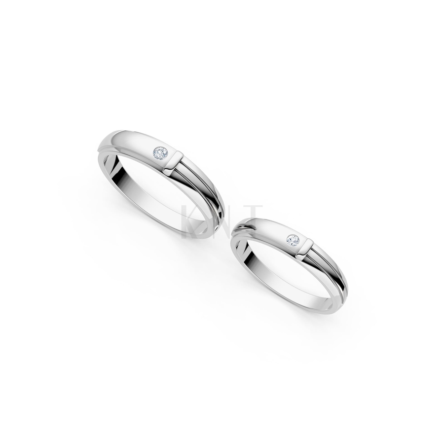 Nhẫn cưới kim cương A141 màu vàng trắng White Gold kiểu dáng cá tính, hiện đại