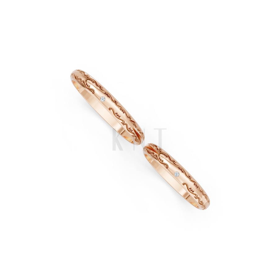 Nhẫn cưới kim cương H59 màu vàng hồng Rose Gold phong cách trẻ trung, nổi bật