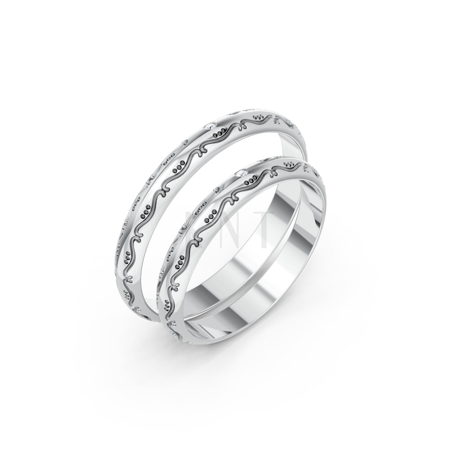 Nhẫn cưới kim cương H59 màu vàng trắng White Gold kiểu dáng hiện đại, nổi bật