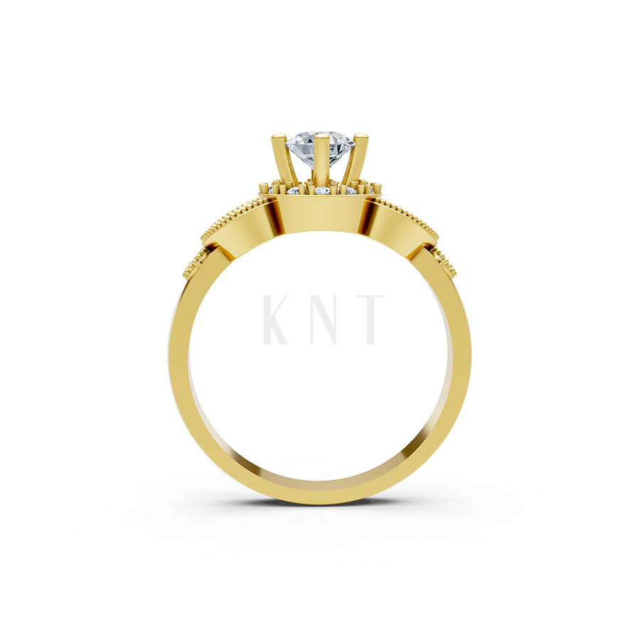 Nhẫn đính hôn R113 màu Vàng Gold thiết kế phá cách, sang trọng