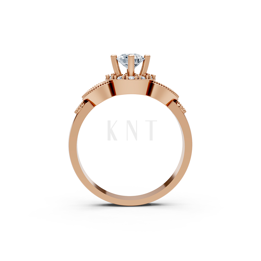 Nhẫn đính hôn R113 màu vàng hồng Rose Gold phong cách trẻ trung, nổi bật