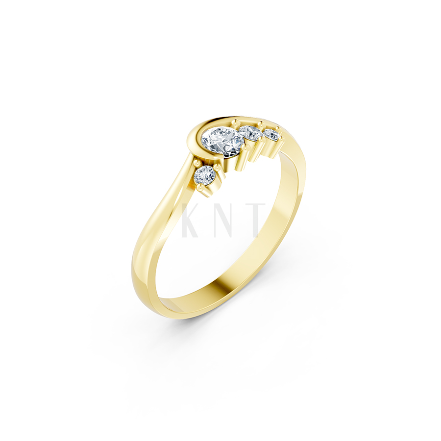 Nhẫn đính hôn R17 màu Vàng Gold thiết kế tinh tế, sang trọng