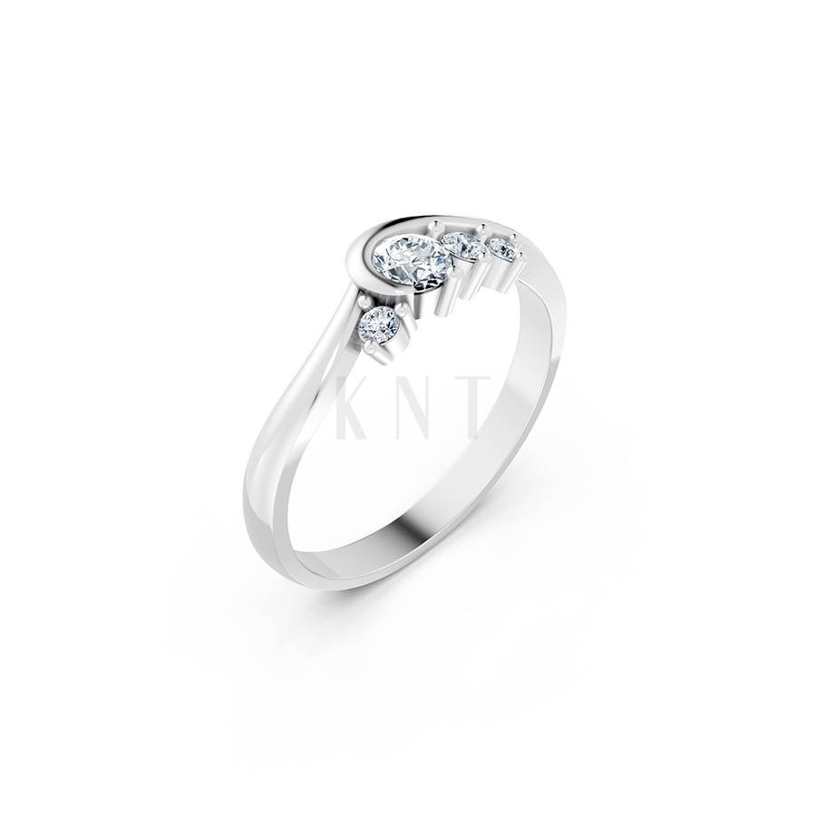 Nhẫn đính hôn R17 màu vàng trắng White Gold kiểu dáng hiện đại, nổi bật