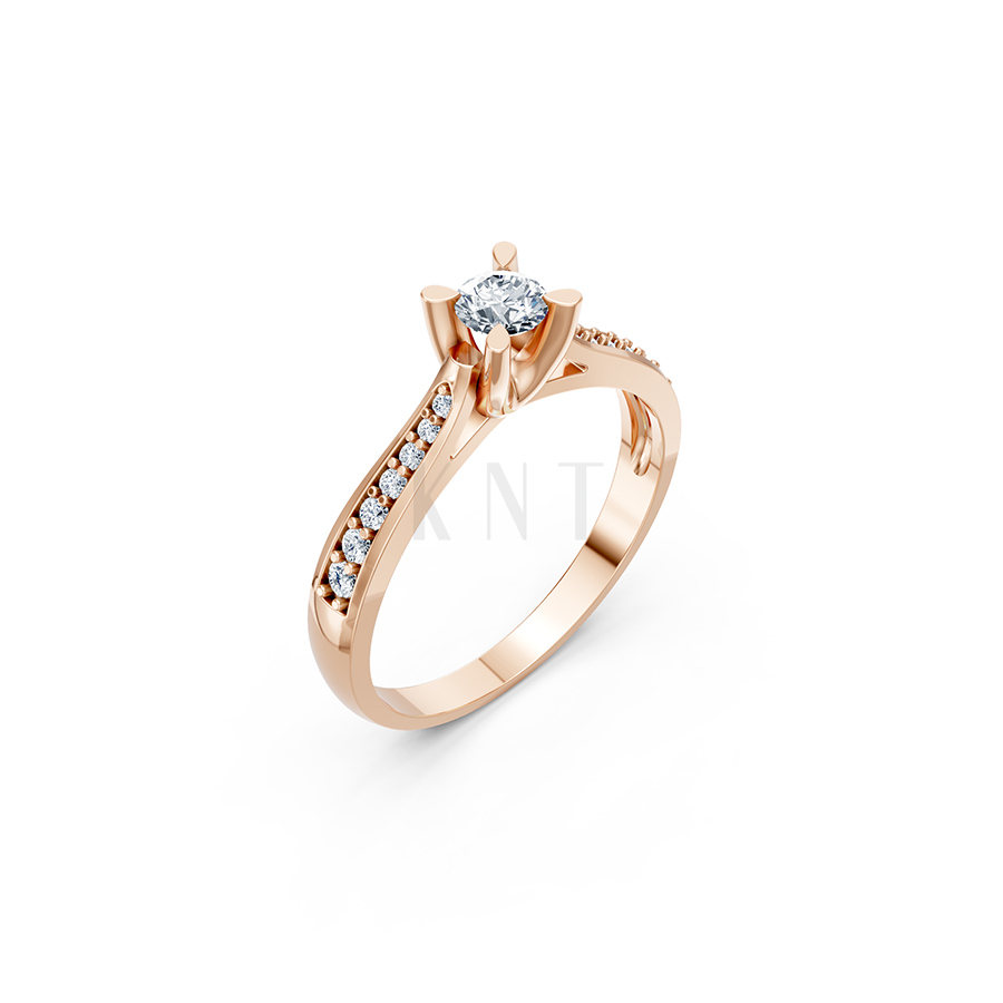 Nhẫn đính hôn R19 màu vàng hồng Rose Gold họa tiết ấn tượng, cá tính