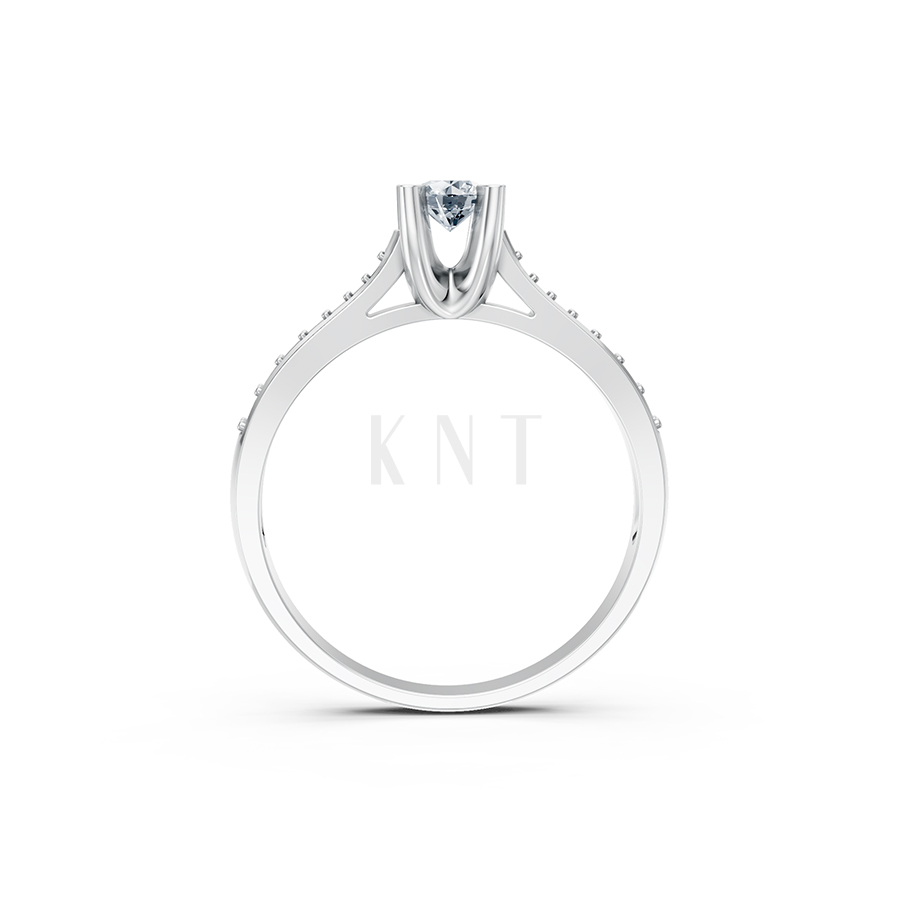 Nhẫn đính hôn R19 màu vàng trắng White Gold vàng sáng bóng, thiết kế trẻ trung