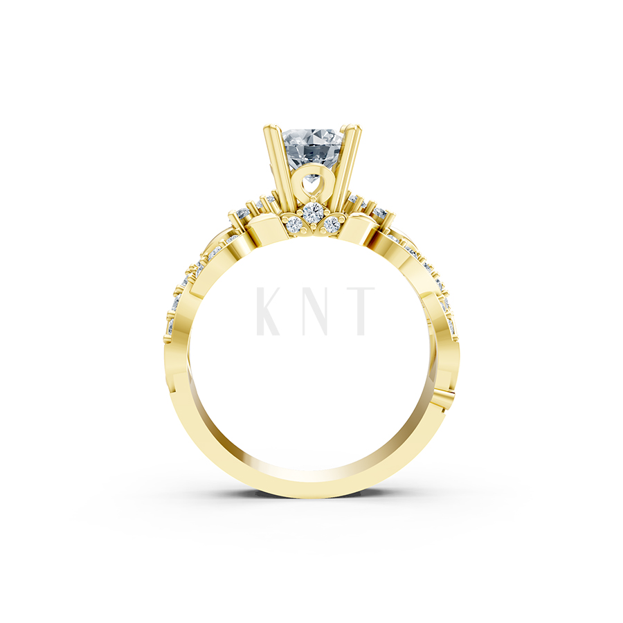 Nhẫn đính hôn R218 thiết kế đài hoa sang trọng cổ điển màu Vàng Gold vàng 10K/14K/18K/607 đính đá nhỏ, thanh lịch