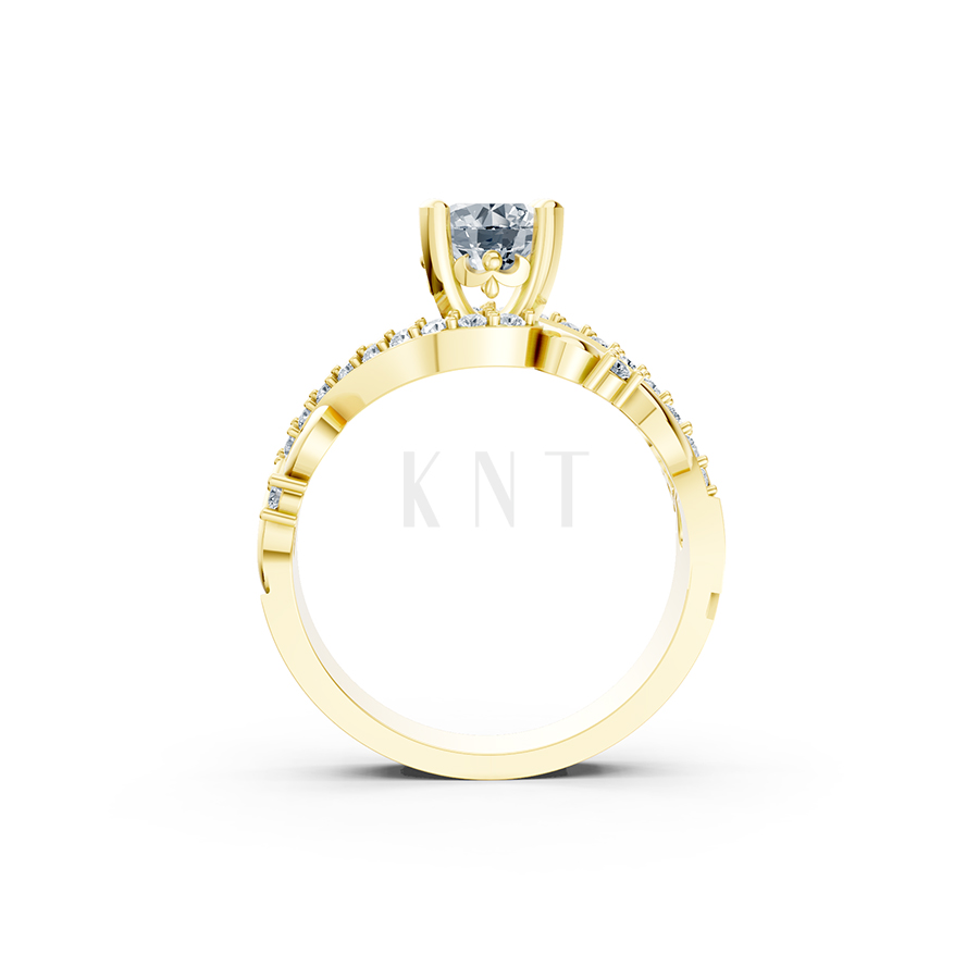 Nhẫn đính hôn R219 thiết kế cổ điển đính đá chủ lấp lánh màu Vàng Gold mặt nhẫn chạm khắc tinh xảo, độc đáo