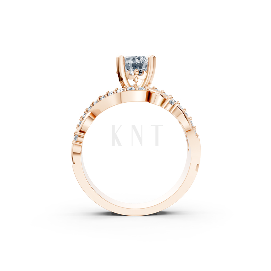Nhẫn đính hôn R219 thiết kế cổ điển đính đá chủ lấp lánh màu vàng hồng Rose Gold cặp đôi, phong cách trẻ trung, nổi bật