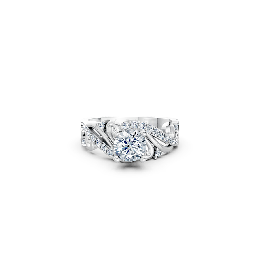 Nhẫn đính hôn R219 thiết kế cổ điển đính đá chủ lấp lánh màu vàng trắng White Gold vàng sáng bóng, thiết kế trẻ trung